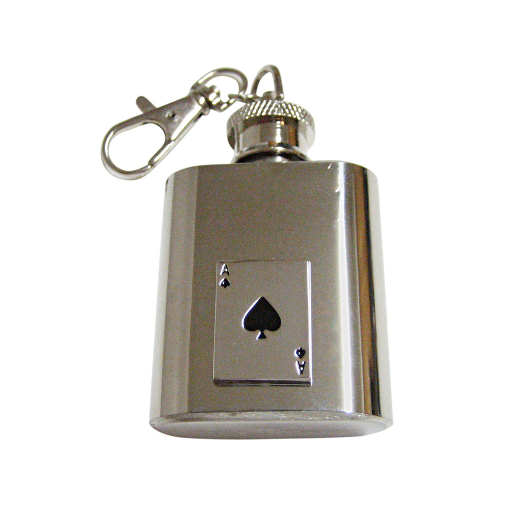 Shiny Ace Of Spades Keychain Flask - image 1
